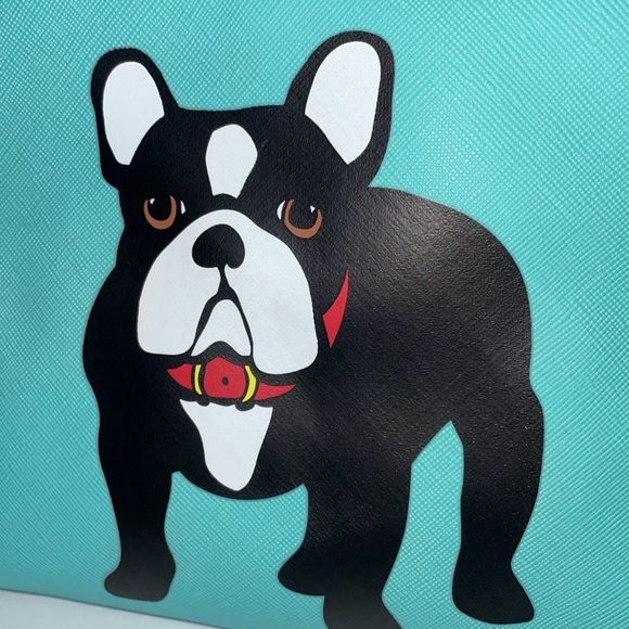 Marc Tetro NWT Aqua Teal Green French Bulldog Cosmetic Zippered Bag (P029) - Picture 6 of 7